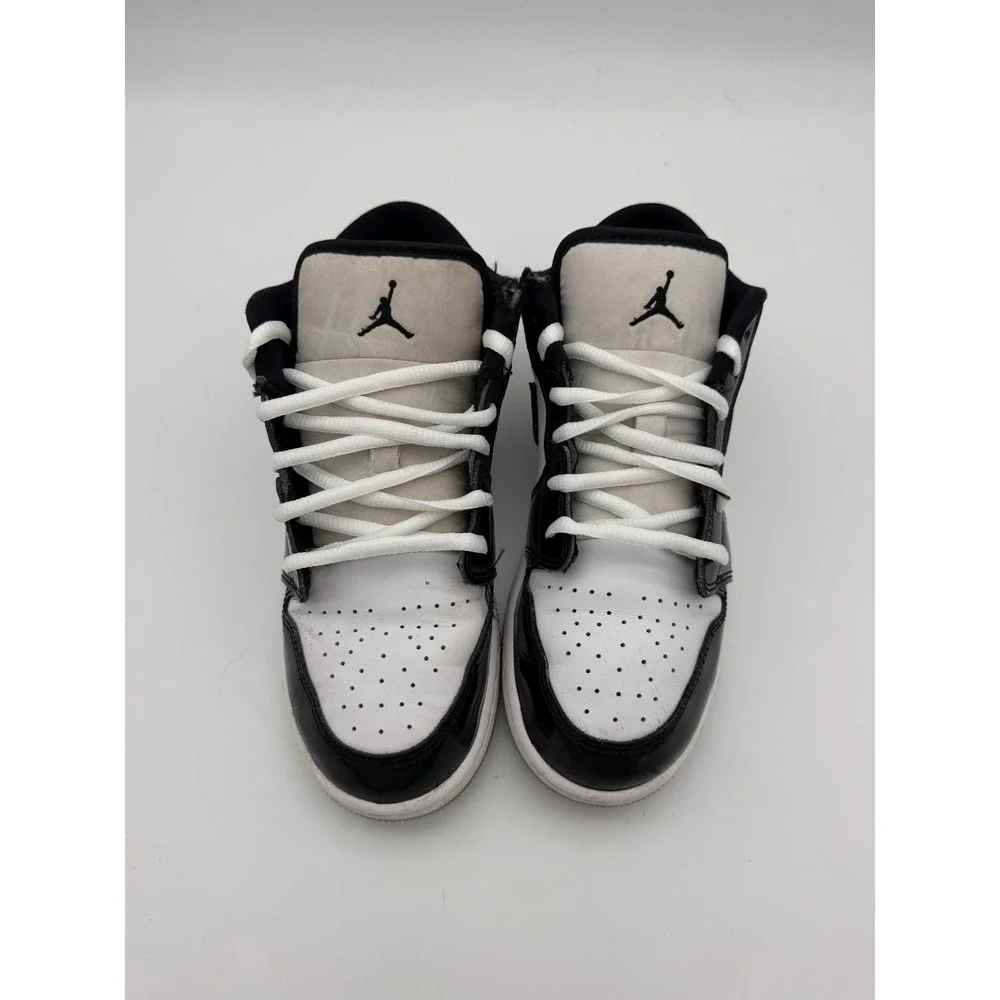 Air Jordan 1 Low Concord White Black Patent Leather DV1333-100 Kids 6Y